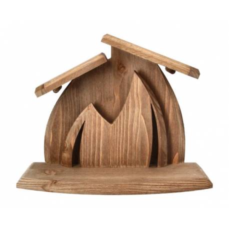 Etable vide en bois pour crèche de Noël - 24 x 12 x 19 cm