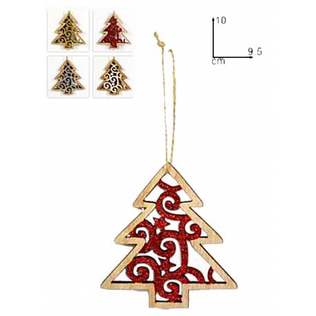 Kerstdecoratie in hout kerstboom van 10 cm (4 modellen) 