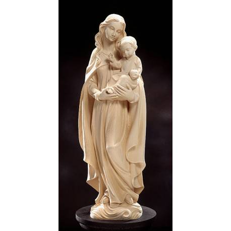Beeld 20 Cm Maria + Kind Houtsnijwerk / Bruin 