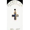 Croix Plaqué-Or - 16 X 13 mm - Email bleu