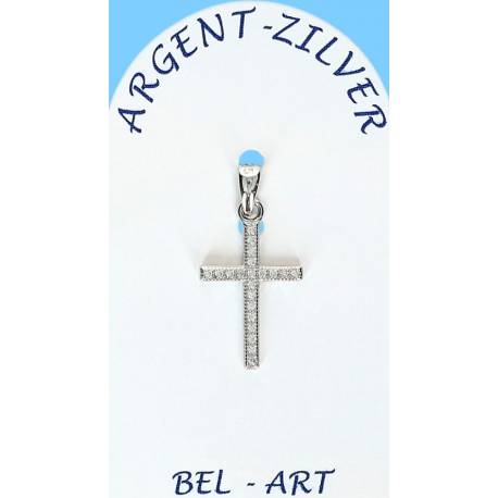 Kruisje Zilver met zirkonen - 17 X 12 mm 