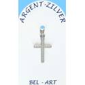 Croix Argent avec zircons - 17 X 12 mm
