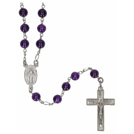 Rozenkrans Zilver + Rhodium Amethyst - 6 mm 