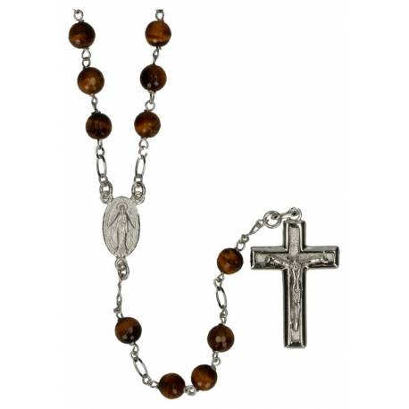 Rozenkrans Zilver + Rhodium Tijgeroog 6 mm 