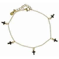 Verguld armband met zwarte kruizen 