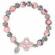 Bracelet s/élastique Verre rose + méd. miraculeuse