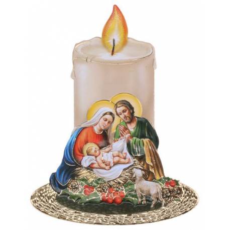Relief 10 X H13 cm-Kersttafereel/Kaars-Staand of hangend 