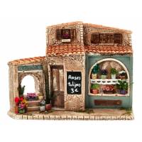 Decor voor santons de Provence Bloemen winkel - 21x9x16 cm 