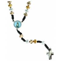 Rozenkrans op kooord Kruisjes verzilverd en verguld 