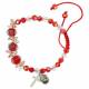 Bracelet s/corde - Cristal rouge + Méd Ste Rita