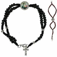 Bracelet/chapelet sur corde avec Saint-Benoit (2 couleurs)