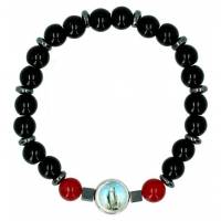 Bracelet sur élastique Pierres noires + 2 coul ass.