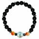 Bracelet sur élastique Pierres noires + 2 coul ass.