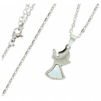 Collier en acier inoxydable avec ange en nacre