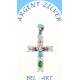 Pendentif croix argent avec zircons multicolores 25 x15 mm