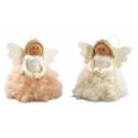 Ange en laine à suspendre rose/crème 10cm 4/ass.