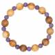Armband op elastiek Ametist / Olijvenhout 10 mm 