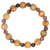 Bracelet sur élastique Rhodonite / Olivier 10 mm