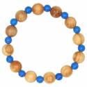 Armband op elastiek Blauwe agaat / Olijvenhout 10 mm 