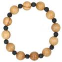 Armband op elastiek Lavasteen / Olijvenhout 12 mm 