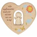 Coeur en bois naturel - 12 cm - Mijn engelbewaarder