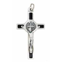 Sint-Benedictuskruis - 39 mm - Zwart / Verzilverd 