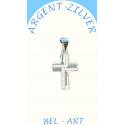 Croix argent avec zircons - 20 X 15 mm