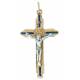 Croix St Benoît - 40 mm - Métal doré émail bleu