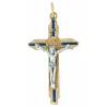 Croix St Benoît - 40 mm - Métal doré émail bleu