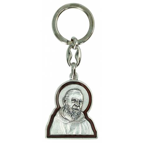 Porte-Clefs - St Padre Pio Email brun