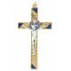Croix St Benoît - 12 cm - Métal doré email bleu