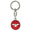 Porte-Clefs St Esprit Métal argenté + Email rouge