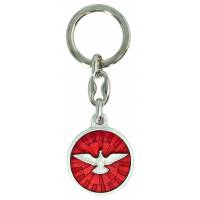 Porte-Clefs St Esprit Métal argenté + Email rouge