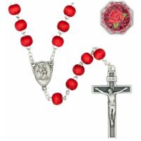 Chapelet Sainte Rita Pétale de rose 6 mm avec boîte