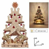 Sapin de Noël en bois avec nativité avec lumière