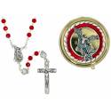 Chapelet St Michel + Boîte métal email rouge