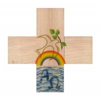 Croix Murale - Arc-en-ciel/Colombe-12 X 12 cm