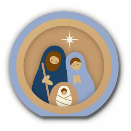 Nativité en bois bleu ciel