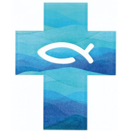 Croix Murale 11.5 X 14.5 Cm Poisson Acryl