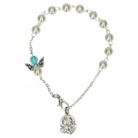 Bracelet Imitation perles + Ange + Perle bleue ou rose