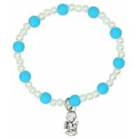 Bracelet sur élastique avec ange turquoise