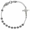 Bracelet en argent rhodié avec croix de St Benoit