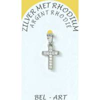 Kruisje zilver met zirkonen - 15 X 10 mm 