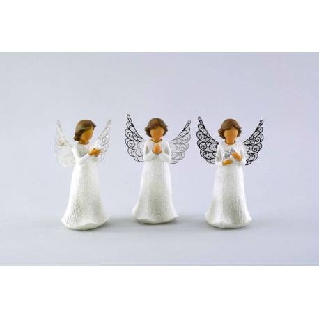 Ange blanc avec ailes en métal 12 cm