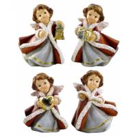 Rode/groen kerstengel 7 cm - 8 / set 