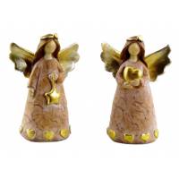 Ange avec coeur/étoile rose et doré 7.5 cm -