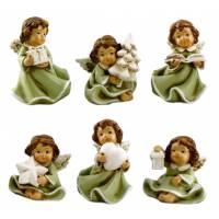 Engel met hart/ster/lantaarn groen 4 cm 