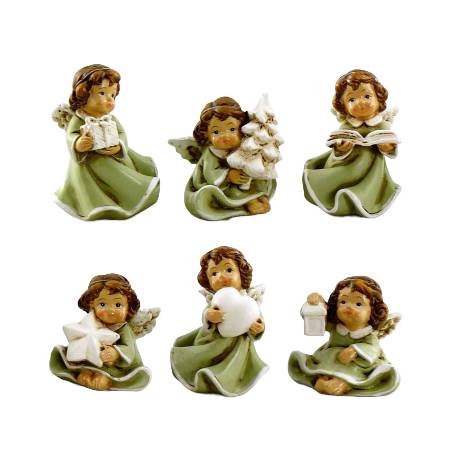 Engel met hart/ster/lantaarn groen 4 cm 