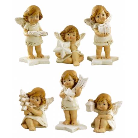 Engel met objecten crème 5 cm 