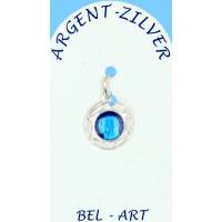 Médaille 13 mm Vierge / Dentelle - Argent émail bleu